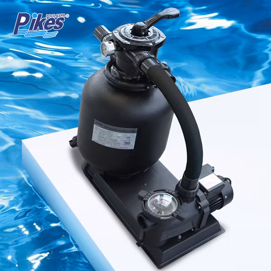 Pikes Filtration System Fiberglas-Poolreiniger, seitlich montierter Filter, Sandfilter mit Schwimmbad-Wasserpumpen