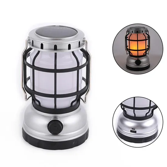Outdoor wasserdichte wiederaufladbare LED Hängeleuchten flackernde Flamme Camping Solar Laterne Licht